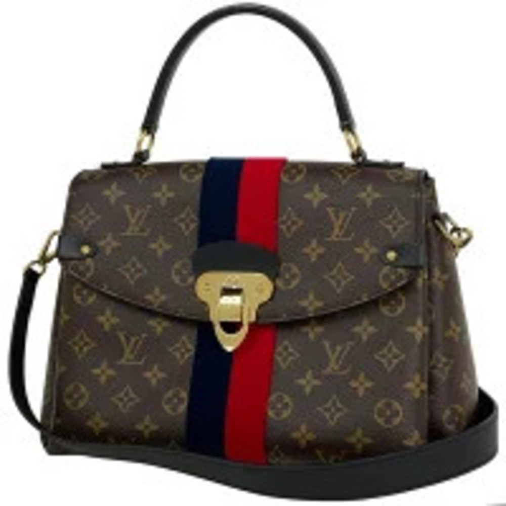 Louis Vuitton Georges Shoulder Bag Handbag Monogram Brown Navy Blue Red